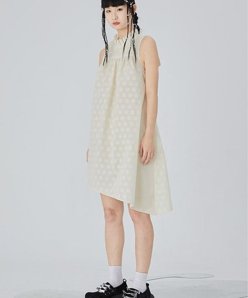 Dot Jacquard Asymmetric Dress